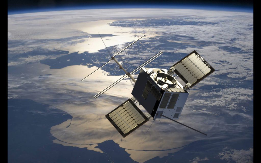 Artist rendering of NorSat-TD microsatellite developed by Space Flight Laboratory (SFL)